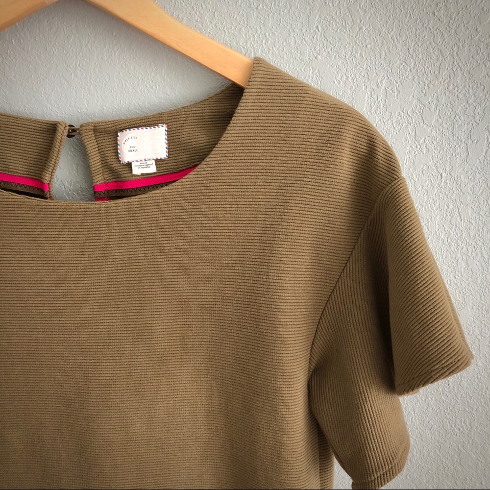 Anthropologie Textured Ruffle Sleeve Top
